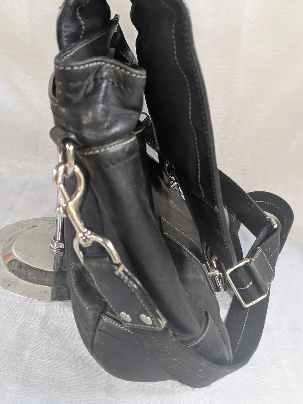 Coach Black Leather Laptop Messenger Bag with Silver Hardware E0993 70095